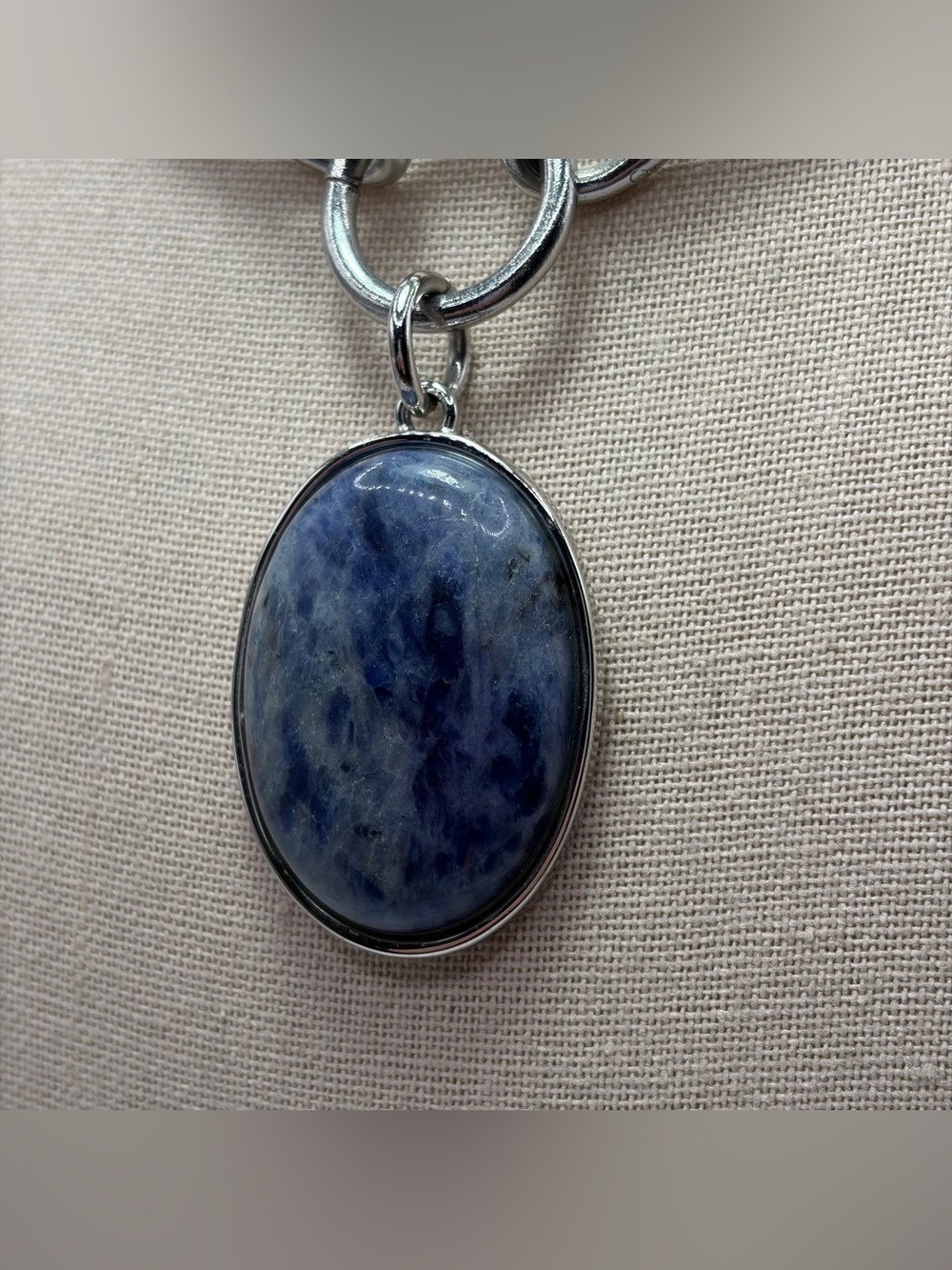 WHBM Silver Choker Necklace with Sodalite Stone Pendant - Picture 3 of 6